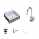 Ver imagem 2 de Kit Cuba Q395 com Torneira Luxo 1195 Metal e Válvula Click 1 Pol. e Sifão Pvc e Flexível Compace