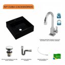 Ver imagem 3 de Kit Cuba Q395 com Torneira Luxo 1195 Metal e Válvula Click 1 Pol. e Sifão Cromado e Flexível Compace