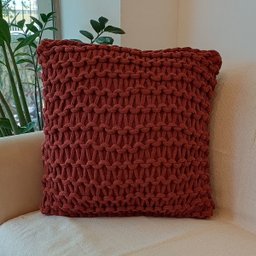 Capa de Almofada Artesanal Cordão Bordo Terracota 45x45 - 1