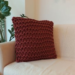 Capa de Almofada Artesanal Cordão Bordo Terracota 45x45 - 3