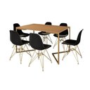 Ver imagem 6 de Mesa Jantar Industrial Retangular 137X90Cm Canela Base V Com 6 Cadeiras Pretas Base Dou Cor: Canela