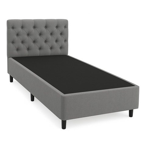 Conjunto Base Box Solteiro com Painel Cinza