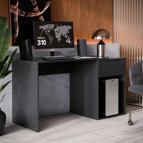 Escrivaninha Th Shop Moderno 1 Gaveta MDF MDP Preto EJ Móveis