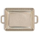 Ver imagem 5 de Bandeja Decorativa Retangular Prata com Alças e Detalhes Clássicos C: 54cm L: 34cm