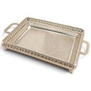 Ver imagem 4 de Bandeja Decorativa Retangular Prata com Alças e Detalhes Clássicos C: 54cm L: 34cm
