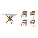 Ver imagem 2 de Conjunto Sala de Jantar com Tampo de Vidro Dona 4 Cadeiras Gaia Courino Marrom/Mel/Off White/Caramelo