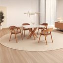 Ver imagem 1 de Conjunto Sala de Jantar com Tampo de Vidro Dona 4 Cadeiras Gaia Courino Marrom/Mel/Off White/Caramelo
