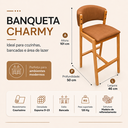 Ver imagem 2 de Kit 02 Banquetas Alta com Encosto Madeira Charmy Courissimo:Courissimo/Caramelo