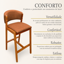 Ver imagem 4 de Kit 02 Banquetas Alta com Encosto Madeira Charmy Courissimo:Courissimo/Caramelo
