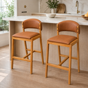 Ver imagem 1 de Kit 02 Banquetas Alta com Encosto Madeira Charmy Courissimo:Courissimo/Caramelo