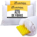Ver imagem 2 de Kit 2 Travesseiros Alto de Fibra Siliconada + Placa de Espuma Soft Massageador - BF Colchões