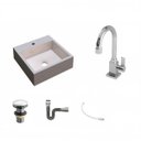 Ver imagem 2 de Kit Cuba Q395 com Torneira Luxo 1195 Metal e Válvula Click 1 1/2" e Sifão Cromado e Flexível Compace