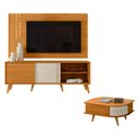Ver imagem 1 de Rack Bancada e Painel para Tv Cronos com Mesa de Centro Indianápolis Cinamomo Off White – Madetec