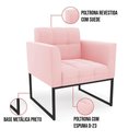 Ver imagem 4 de Kit 2 Poltronas Elisa Suede Rosa Bebê Base Metálica Industrial Preto - D'Rossi