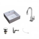 Ver imagem 2 de Kit Cuba Q395 com Torneira Luxo 1195 Metal e Válvula Click 1 1/2" e Sifão Cromado e Flexível Compace