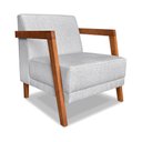 Ver imagem 6 de Kit 02 Poltronas Decorativa Natália Linho Cinza Base em Madeira Castanho - Pallazio