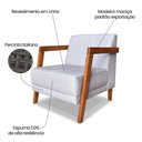 Ver imagem 2 de Kit 02 Poltronas Decorativa Natália Linho Cinza Base em Madeira Castanho - Pallazio