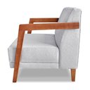 Ver imagem 4 de Kit 02 Poltronas Decorativa Natália Linho Cinza Base em Madeira Castanho - Pallazio