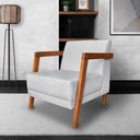 Ver imagem 7 de Kit 02 Poltronas Decorativa Natália Linho Cinza Base em Madeira Castanho - Pallazio