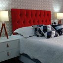 Ver imagem 2 de Cabeceira Estofada Solteiro Capitonê Luna Suede Liso Vermelho 90 X 120 RBL