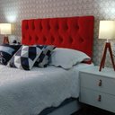 Ver imagem 3 de Cabeceira Estofada Solteiro Capitonê Luna Suede Liso Vermelho 90 X 120 RBL