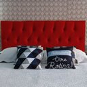 Ver imagem 1 de Cabeceira Estofada Solteiro Capitonê Luna Suede Liso Vermelho 90 X 120 RBL