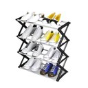 Ver imagem 1 de Kit 2 Sapateiras Organizadora 4 Prateleiras Aco Plastico Preto com Cinza 8 Pares