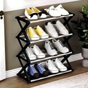 Ver imagem 4 de Kit 2 Sapateiras Organizadora 4 Prateleiras Aco Plastico Preto com Cinza 8 Pares
