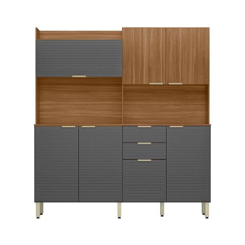 Cozinha Compacta Pitaya 7 Portas 2 Gavetas - Amendola Touch/Grafito Prime Tx