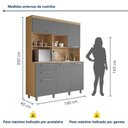 Ver imagem 3 de Armário de Cozinha 5 Portas 2 Gavetas 160cm 100% MDF Nobreza Marrom/Carvalho/Titânio