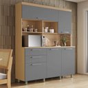Ver imagem 1 de Armário de Cozinha 5 Portas 2 Gavetas 160cm 100% MDF Nobreza Marrom/Carvalho/Titânio
