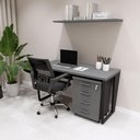 Ver imagem 4 de Mesa Escrivaninha Industrial 135cm C/ Gaveteiro 4 Gavetas F5 Cor:cinza Sagrado com Preto