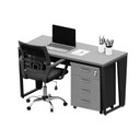 Ver imagem 5 de Mesa Escrivaninha Industrial 135cm C/ Gaveteiro 4 Gavetas F5 Cor:cinza Sagrado com Preto