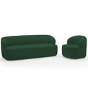 Ver imagem 1 de Sofá 3 Lugares 205cm com Poltrona Giratória Orgânica Heidy F04 Veludo Verde - Lyam Decor