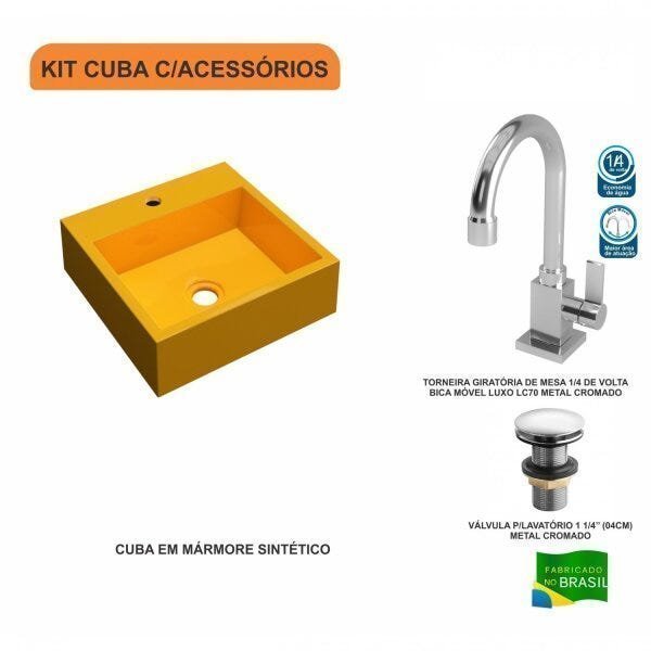 Kit Cuba Q395 com Torneira Luxo 1195 e Válvula Click 1 Polegada e Meia Compace - 3