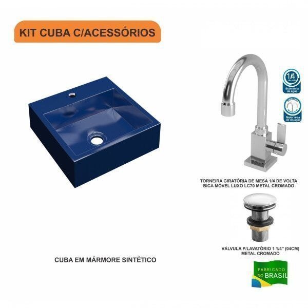 Kit Cuba Q395 com Torneira Luxo 1195 e Válvula Click 1 Polegada e Meia Compace - 3