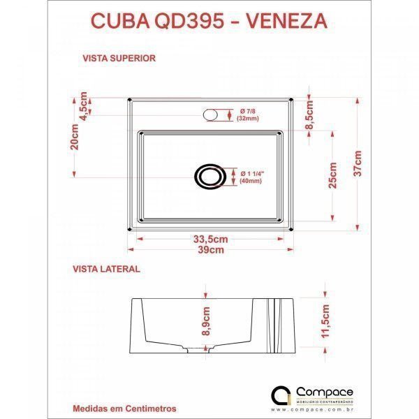 Kit Cuba Q395 com Torneira Luxo 1195 e Válvula Click 1 Polegada e Meia Compace - 6