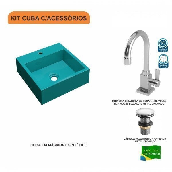 Kit Cuba Q395 com Torneira Luxo 1195 e Válvula Click 1 Polegada e Meia Compace - 3
