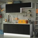 Ver imagem 1 de Kit com 2 Balcões e 2 Armários Aéreos Multiuso 200cm Branco/preto Agata Madesa Branco/preto