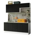 Ver imagem 6 de Kit com 2 Balcões e 2 Armários Aéreos Multiuso 200cm Branco/preto Agata Madesa Branco/preto