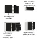 Ver imagem 4 de Kit com 2 Balcões e 2 Armários Aéreos Multiuso 200cm Branco/preto Agata Madesa Branco/preto