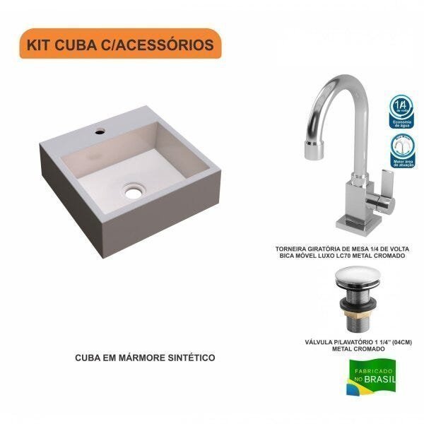 Kit Cuba Q395 com Torneira Luxo 1195 e Válvula Click 1 Polegada e Meia Compace - 3