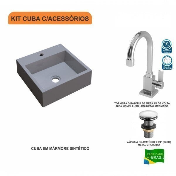 Kit Cuba Q395 com Torneira Luxo 1195 e Válvula Click 1 Polegada e Meia Compace - 3