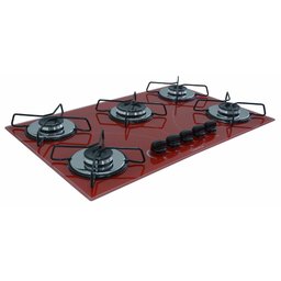Cooktop 5 Bocas Ultra Chama - Vermelho - 1 Cooktop 5 Bocas Ultra Chama - Vermelho - 1