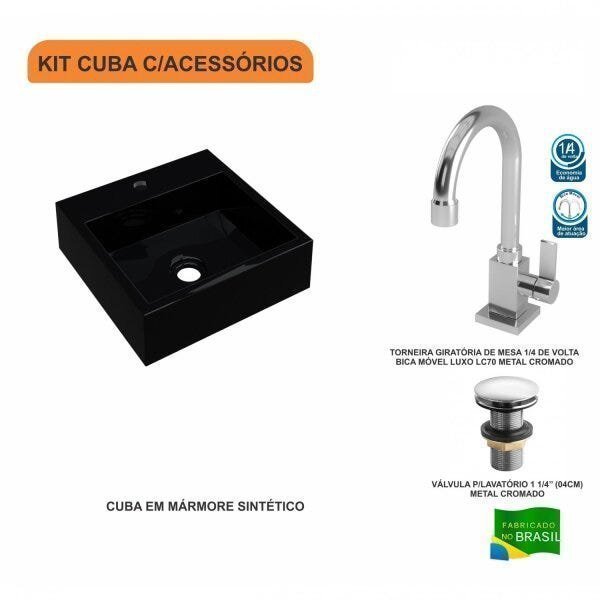 Kit Cuba Q395 com Torneira Luxo 1195 e Válvula Click 1 Polegada e Meia Compace - 3