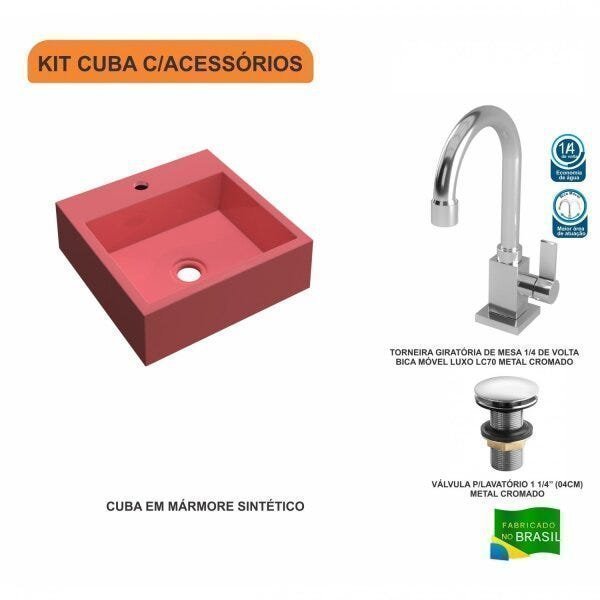 Kit Cuba Q395 com Torneira Luxo 1195 e Válvula Click 1 Polegada e Meia Compace - 3