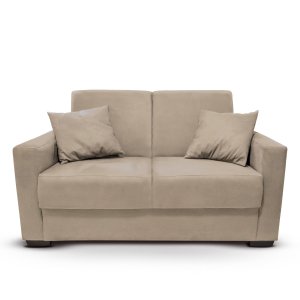 Sofá Lux Pequeno 02 Lugares 1,60m Suede Bege Visan Estofados