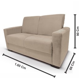 Sofá Lux Pequeno 02 Lugares 1,60m Suede Bege Visan Estofados - 4
