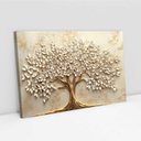 Ver imagem 2 de Quadro Decorativo Árvore da Vida Folhas Delicadas Flores Brancas Sala Quarto Casa Escritório