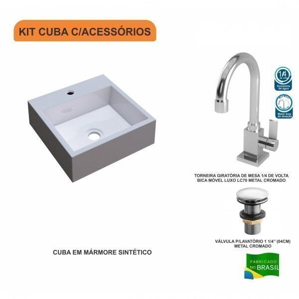 Kit Cuba Q395 com Torneira Luxo 1195 e Válvula Click 1 Polegada e Meia Compace - 3